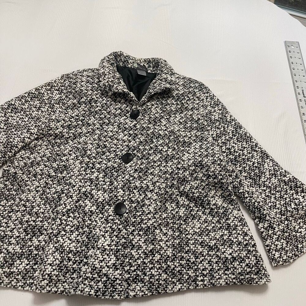 INC International Concepts Black and White Textured Pea Coat